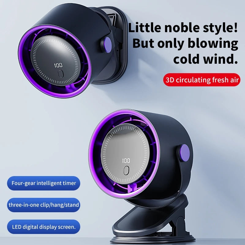 3-in-1 Portable Clip Fan – High-Speed Turbo Circulating Fan with 100-Level Adjustment & Rechargeable Battery