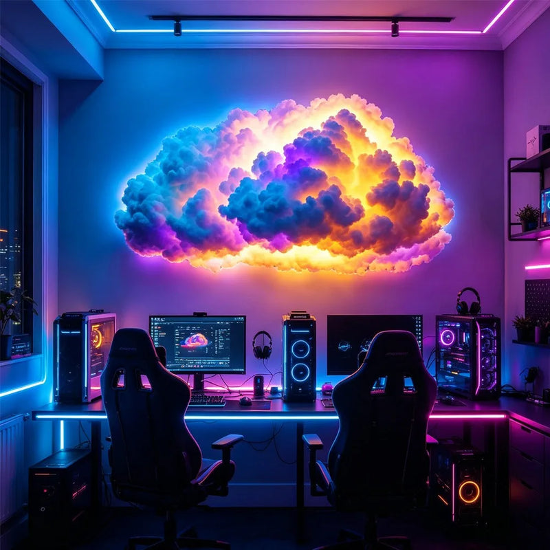 DIY Cloud Lightning Light Wireless Remote APP Music Sync Multicolor Lightning Thundercloud LED Light For Gaming Room Decor
