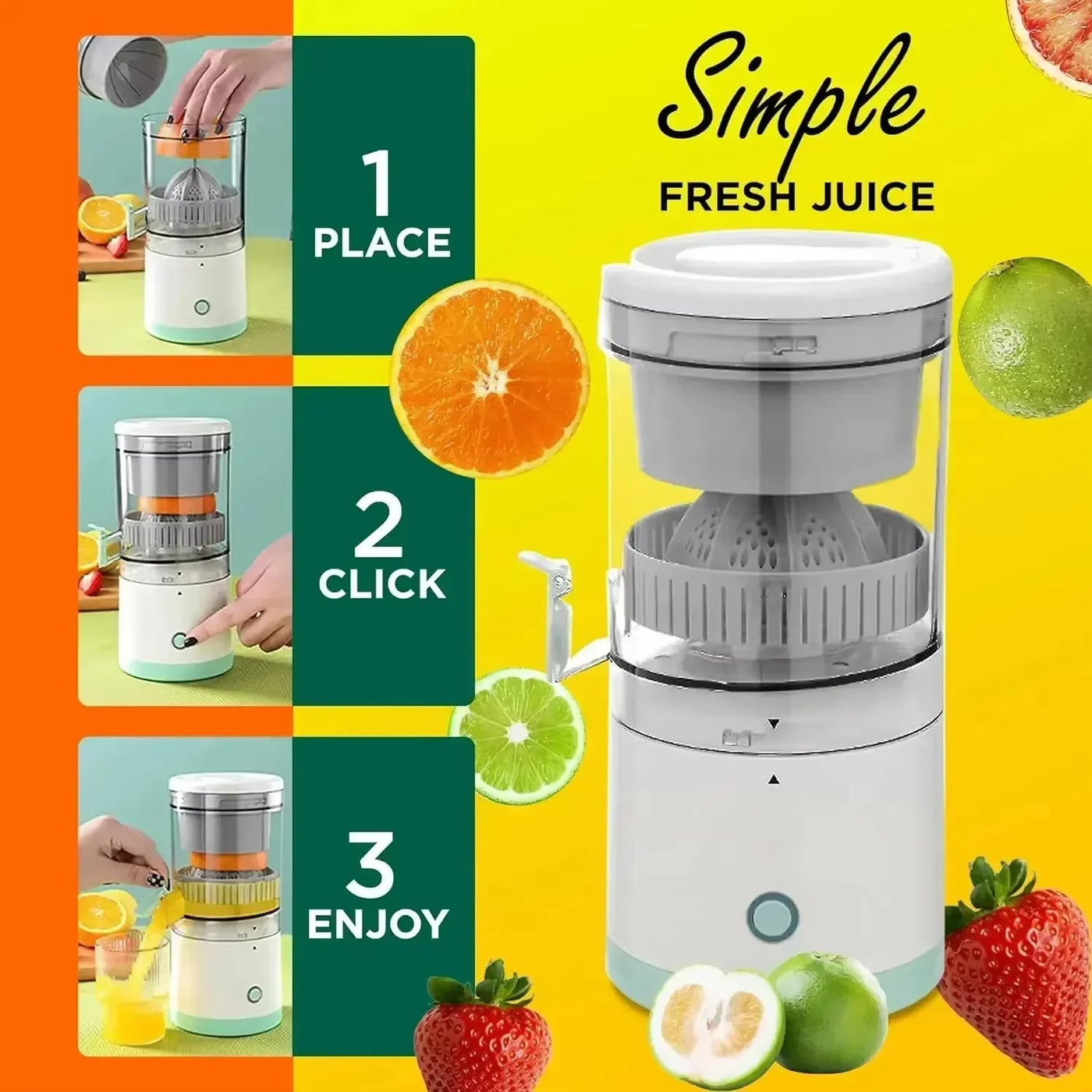 HOMEFISH Electric Juicer Juice Cup Citrus Orange Squeezer USB Charging Kitchen Fruit Juicer Blender Separator Press Machine